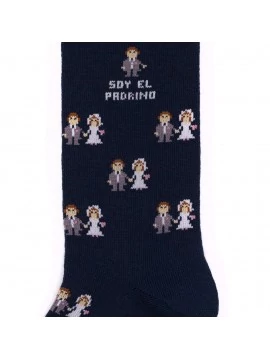 Socksandco socks with design boyfriends and detail I am the godfather in navy blue