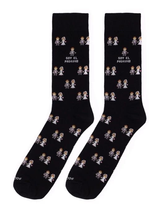 Socksandco socks with design boyfriends and detail I am the best man in black