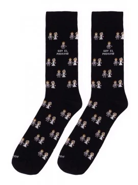 calcetines socksandco con diseño novios y detalle soy el padrino en color negro