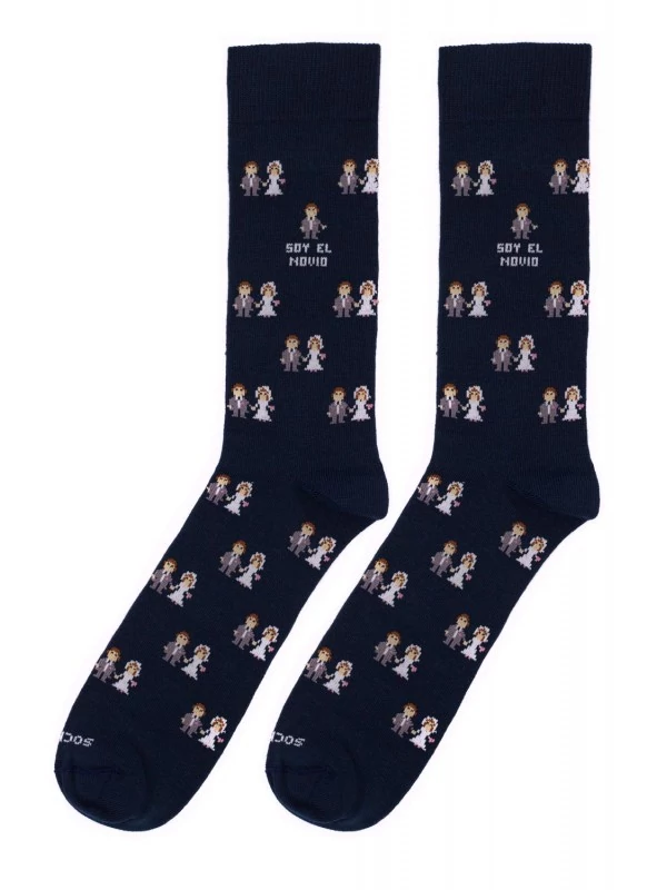 Socksandco Socken mit Bräutigam Design und Detail Ich bin der Bräutigam in Marineblau