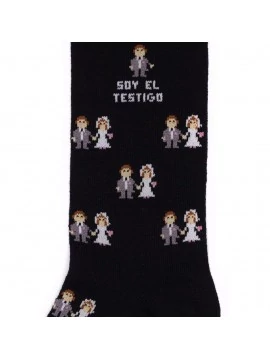 Socksandco sokken met boyfriend design en detail Soy el testigo in zwart
