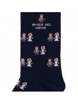 Meias socksandco com design de noivo e detalhe amigo do noivo em azul marinho