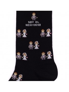Socksandco socks with design boyfriends and detail I am the brother in black