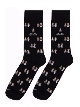 Socksandco sokken met boyfriend design en detail I am the brother in het zwart