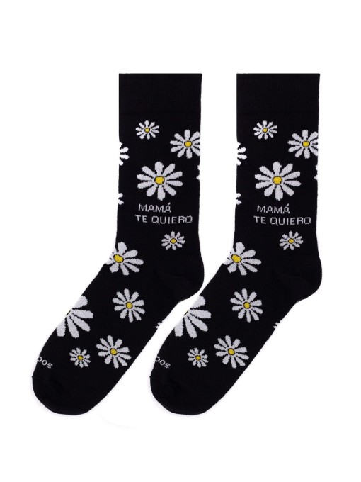 socksandco sock message mama I love you daisies black