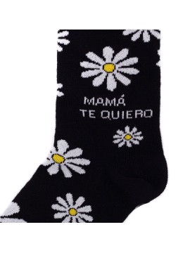 socksandco sock messaggio mamma ti amo margherite nero