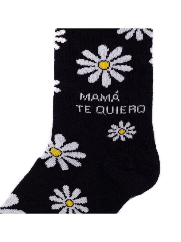 socksandco sock message mama I love you daisies black