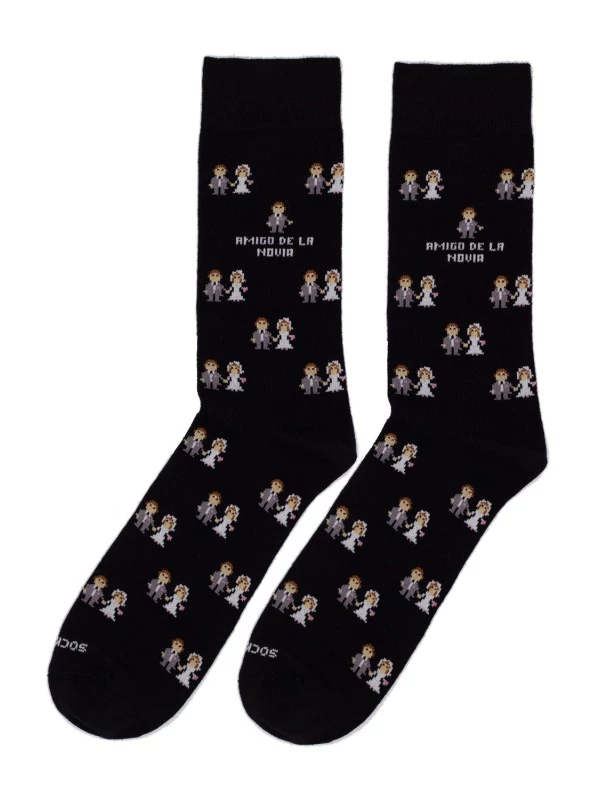 calcetines socksandco con diseño novios y detalle amigo del novio en color negro
