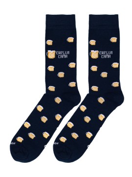 Grappige sokken sokken met een boodschap ERES LA CAÑA en ontwerp van bierkannen.