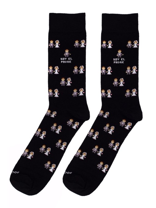 calcetines socksandco con diseño novios y detalle soy el padre en color negro
