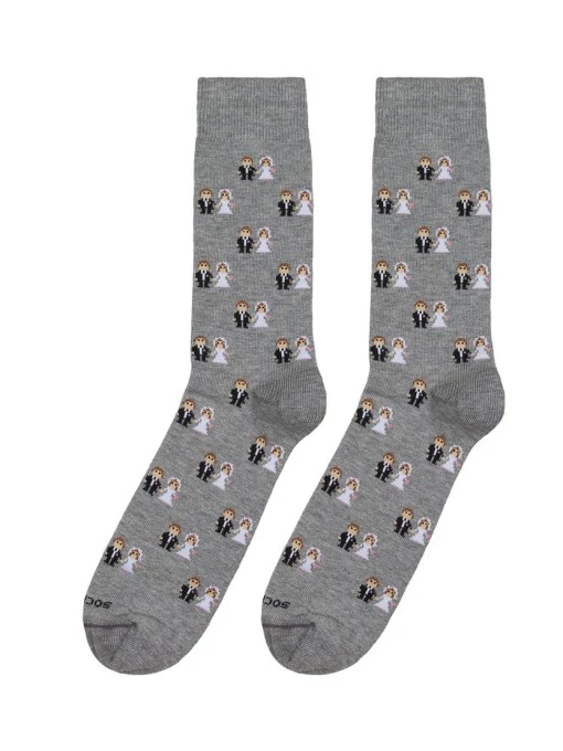 calcetines con estampado de novios gris